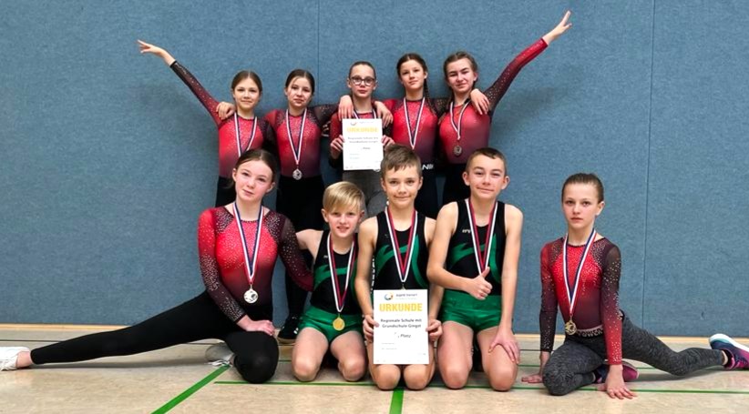 Die erfolgreichen Landessieger aus der Gingster Turnriege haben sich für das diesjährige Bundesfinale „Jugend trainiert“ in Berlin qualifiziert. Foto @ Birgit Eicke